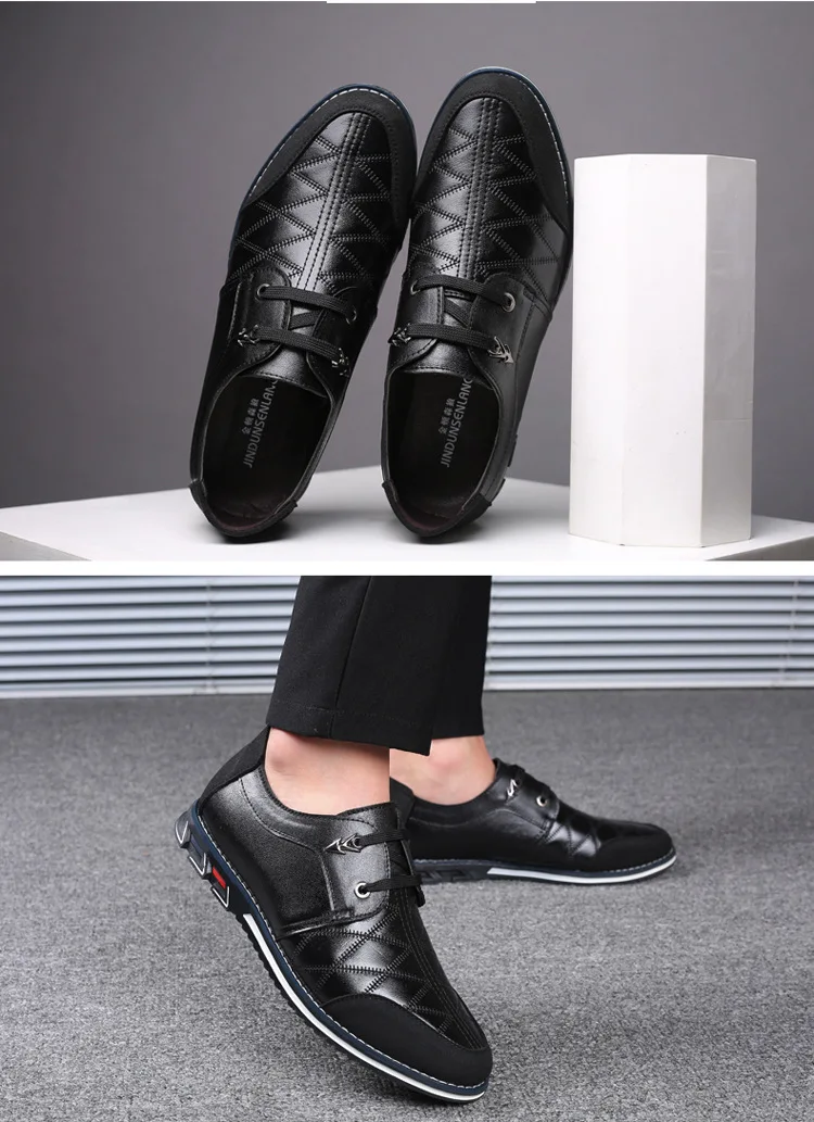 Мужская повседневная обувь из натуральной кожи Удобные повседневные кожаные кроссовки модный британский стиль дышащий Мужская обувь на плоской подошве 38-48