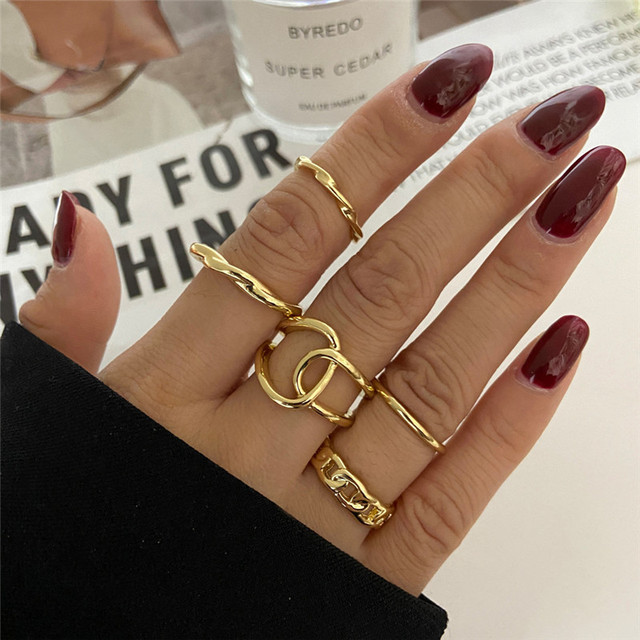 Color Hollowed Heart Shape Open Ring Set Design Cute Fashion Love Jewelry For Women Girl Gifts Adjustable Birthday Party