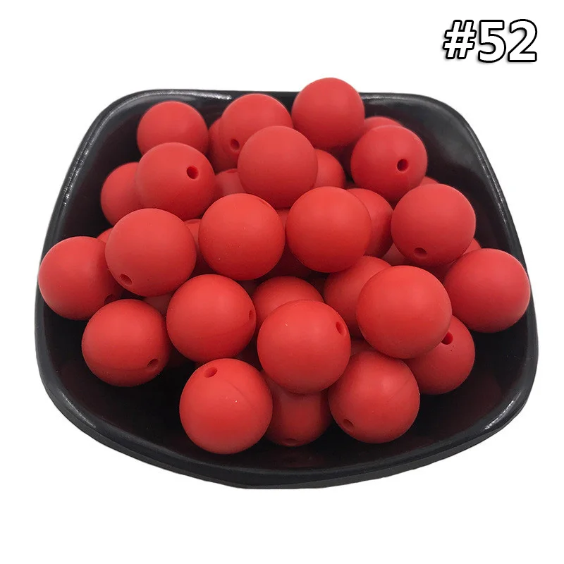 20Pcs Beads 52 20 шт. DIY силиконовые круглые бусины 9 мм Детские Прорезыватели для зубов пищевой класс Детские трофеи BPA бесплатно для детских зубов Уход за necklace ем делая игрушку - Цвет: 20Pcs Beads 52