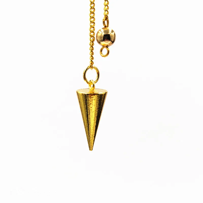 pendulums for dowsing pendule de reiki pendant Healing Pyramid spiritual pendulum for dowsing Copper meatl Charms Chakra Amulet - Окраска металла: 2.3cm  gold