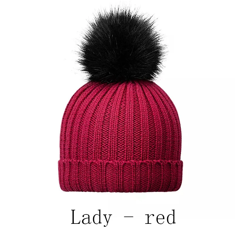 Lady-red NEW Xiaomi Qimian Wool-Blend Knit Hat Simple and Versatile Natural Wool Fine Weaving Detachable Hair Ball For Winter - Цвет: Lady-red