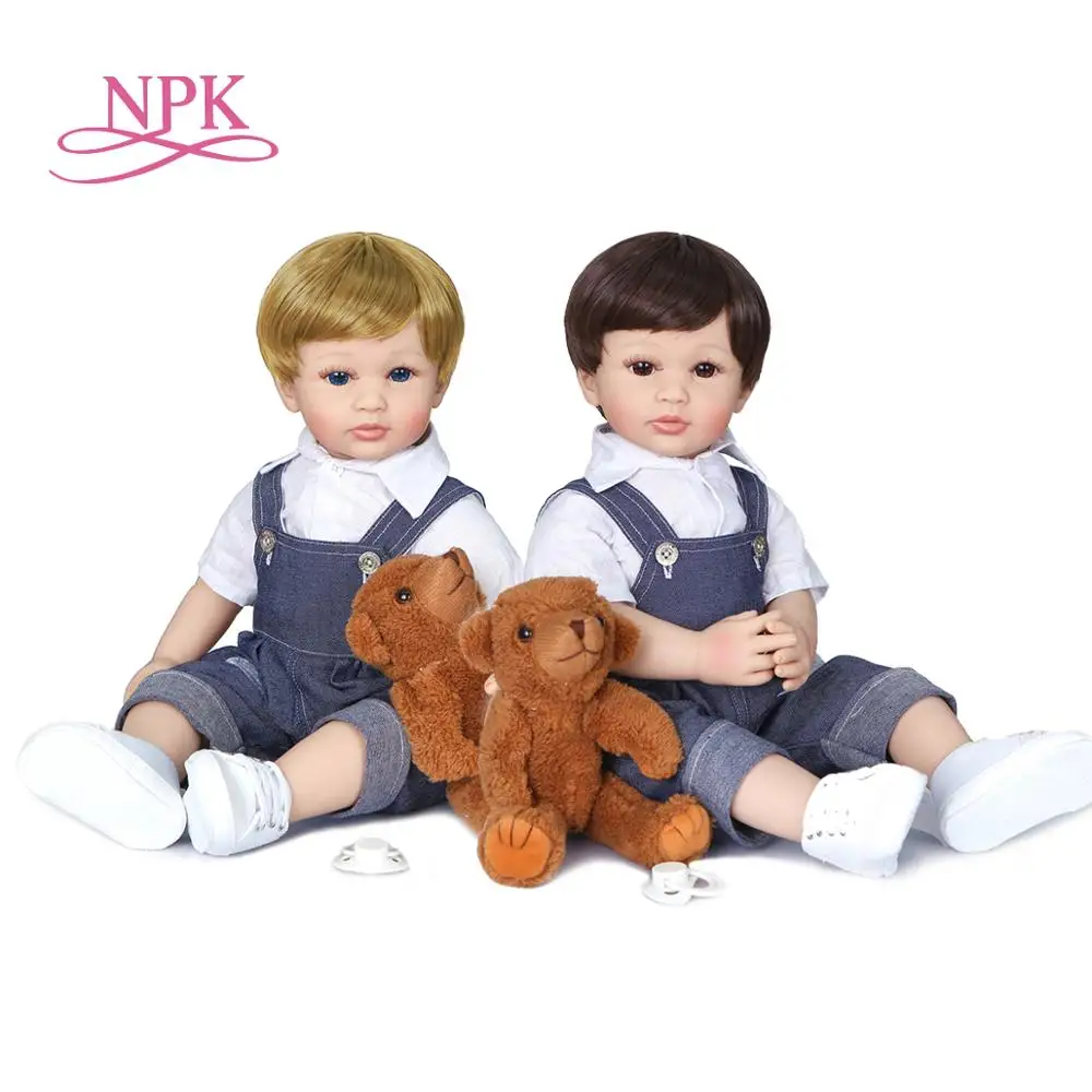 Оригинальная силиконовая кукла реборн NPK на весь рост 55 см для мальчика два цвета