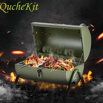 

Portable Outdoor BBQ Grill Stainless Steel Folding Charcoal BBQ Grill Picnic Party Cooking Hot Cold Separation Barbecue Grill