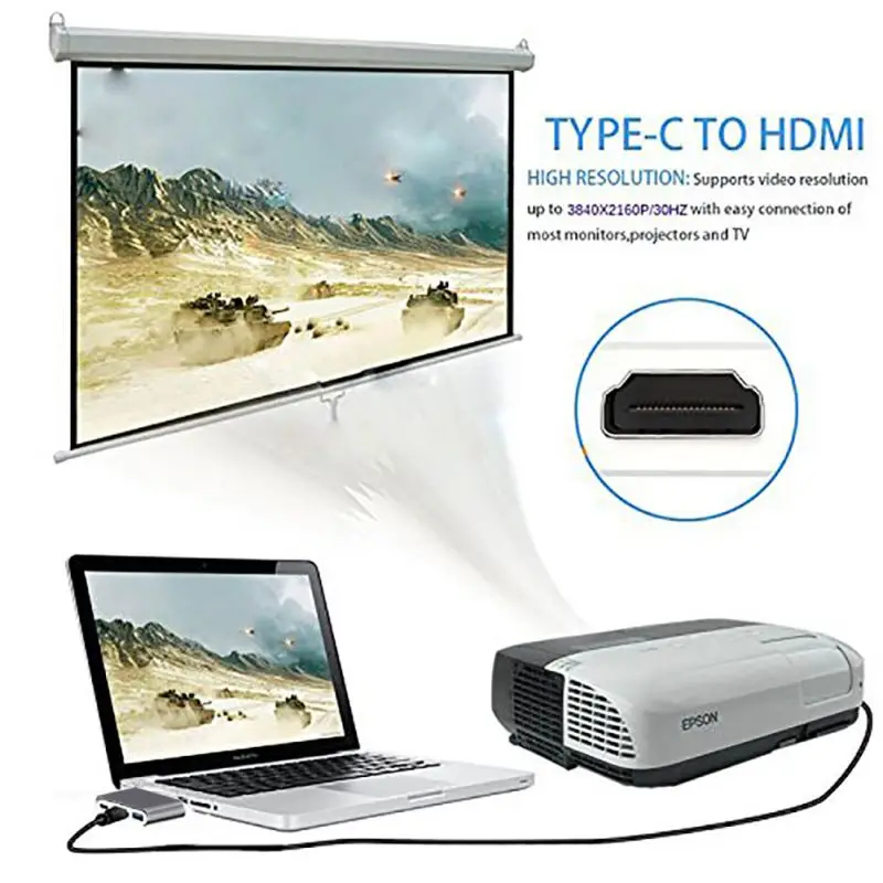 Usb C HDMI USBC к HDMI 3,1 конвертер адаптер Тип C к DMI/USB 3,1/type C адаптер type-C Алюминиевый для Apple Macbook