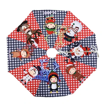 

100/122cm Christmas Tree Skirt Checked Knitted Printed Floor Pad Cover Merry Christmas Tree Decor Base Home Party Decor 2020