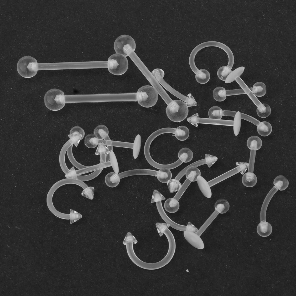 24 Pieces Mixed Acrylic Nose Studs Ring Retainers Bars Piercing Body Jewellery