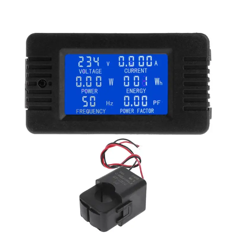 

AC 80-260V 100A LCD Digital Power Energy Meter Voltage Current KWh Watt Meter Monitor with Split Current Transformer
