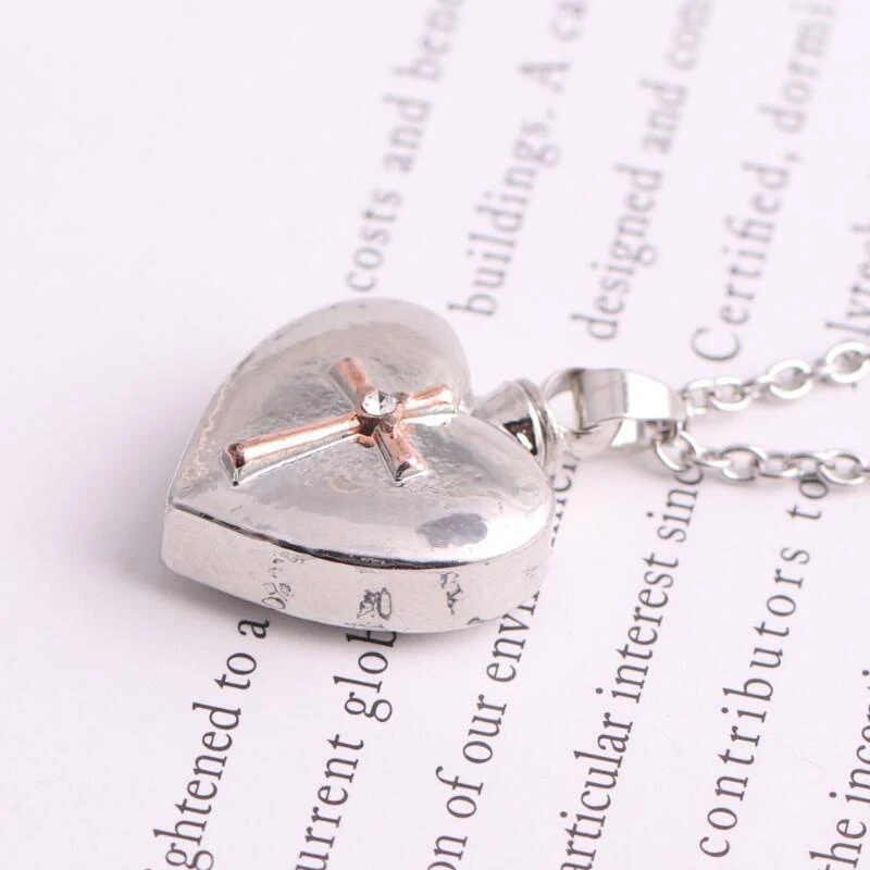 Heart Shaped Memorial Urns Necklace Human/ Pet Ash Casket Cremation Pendant Cross Stainless Steel Jewelry Can Open