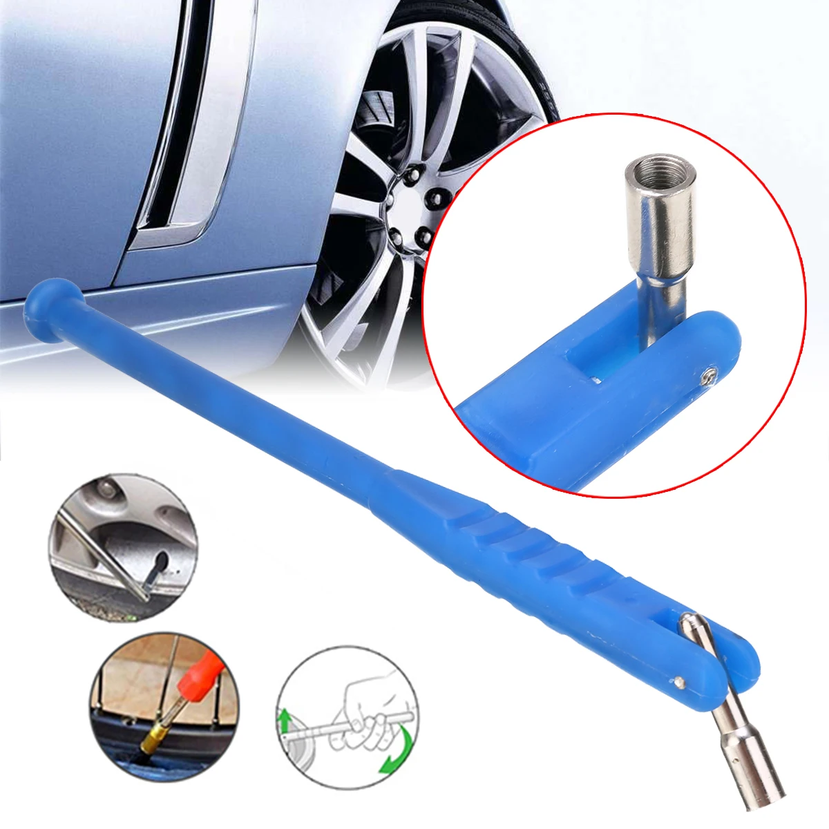 

1pc Car Truck Tyre Valve Stem Puller Remover Repair Install Tool Alloy Steel Wheel Car Tire Repair Tools 280x20x15mm Blue