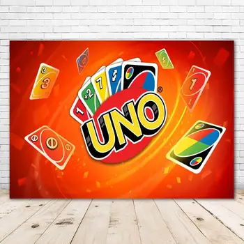 

UNO Card Backdrops 7x5ft Red Background UNO Themed Birthday Party Decorations for Kids Vinyl Game Card Banner Dessert Tabletop
