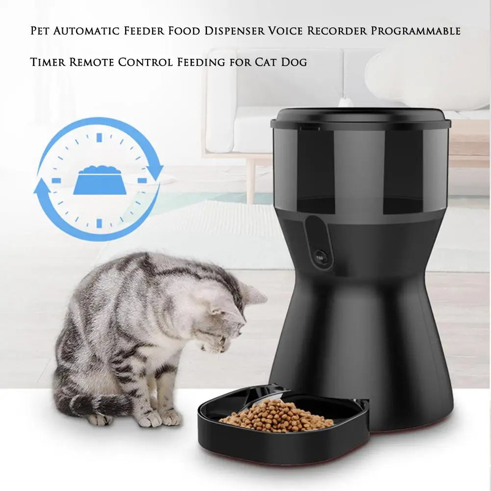 AUGKUN WiFi автоматическая кормушка для домашних животных, дозатор для еды, программируемый таймер, пульт дистанционного управления, для кормления кошек, собак