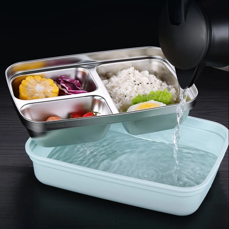 Bento Ланч-бокс набор палочек для еды набор ложек из нержавеющей стали 304 герметичный Ланчбокс со съемными 4 разделенными компонентами контейнеров