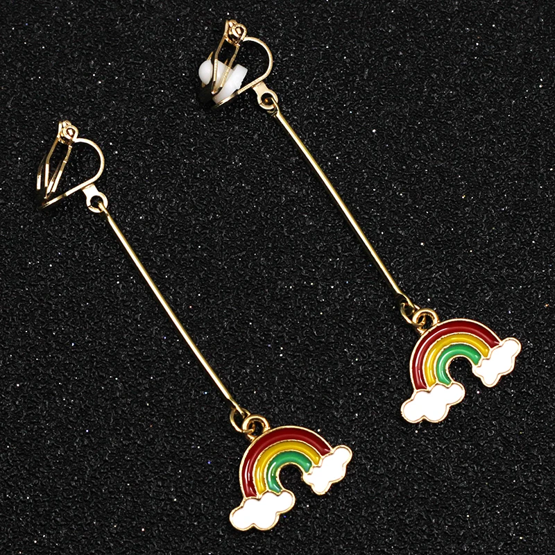 rainbow clip on earrings