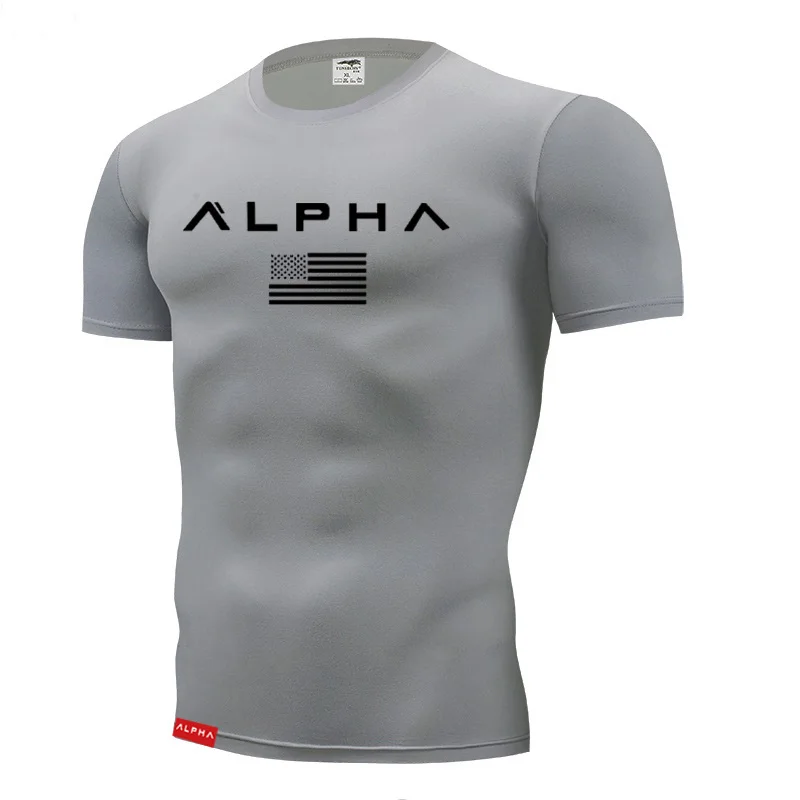 Мужская компрессионная футболка для бега, мужская спортивная футболка для бега, быстросохнущая облегающая футболка, мужская спортивная футболка с принтом s, S-4XL - Цвет: picture color