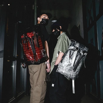 

Dual-use Unisex Backpack Men Bag Transparent PVC Holographic Reflective Rucksack Women Travel Bagpack School Bags Teenage Girls