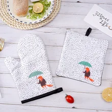 Милый хлопок модный кактус Фламинго кухонный изоляционный коврик для приготовления пищи микроволновая печь для выпечки барбекю печь Прихватки кухонные перчатки