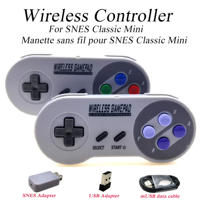 Mini manette de jeu sans fil pour Super Nintendo, manette de jeu, manette  de jeu, classique, Anj& SNES, 2.4GHz, nouveau