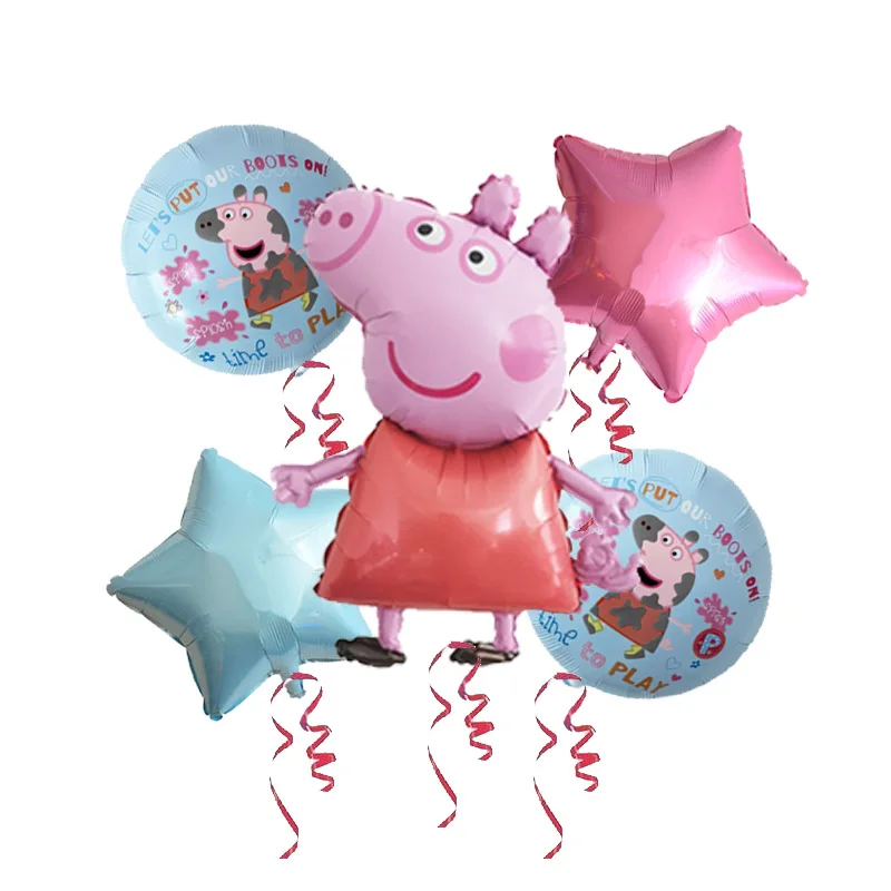 5 шт./партия 18 дюймов Peppa Pig helium Воздушные шары Дети День Рождения вечерние украшения детский душ Джордж баллон детские игрушки globos - Цвет: Лиловый