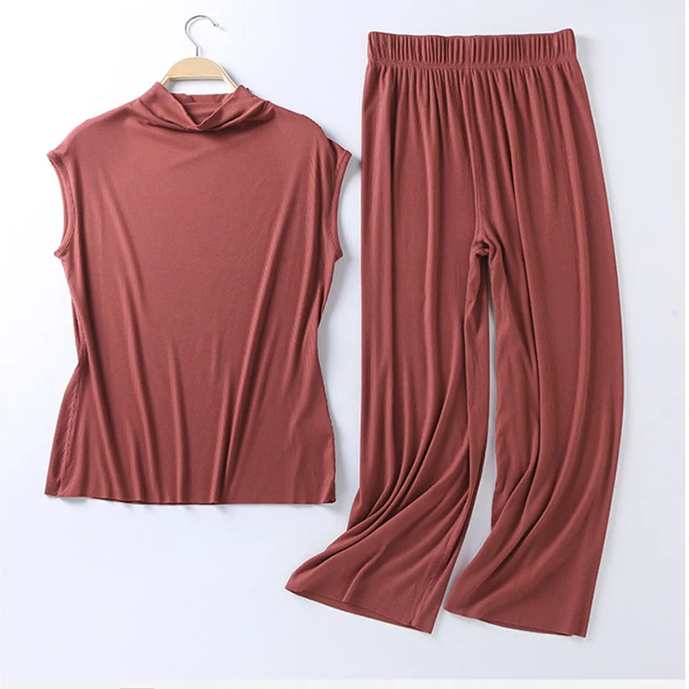 

Sleeveless Pijamas Women Pyjamas Summer New design Modal Home Suits Female M-3XL Plus Size Loose 2 Pieces Set Tracksuits