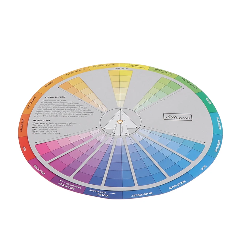 

Professional 12 Color Paper Card Three-tier Design color Mixing Wheel Guidance Round central Circle Rotates Tattoo Nail Pigment