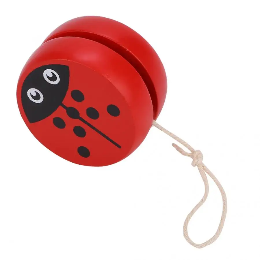 Red Милые животные принты деревянные игрушки йойо Божья коровка игрушки Дети йо-йо творческие йо-йо игрушки для детей йо-йо мяч дропшиппинг - Color: Red