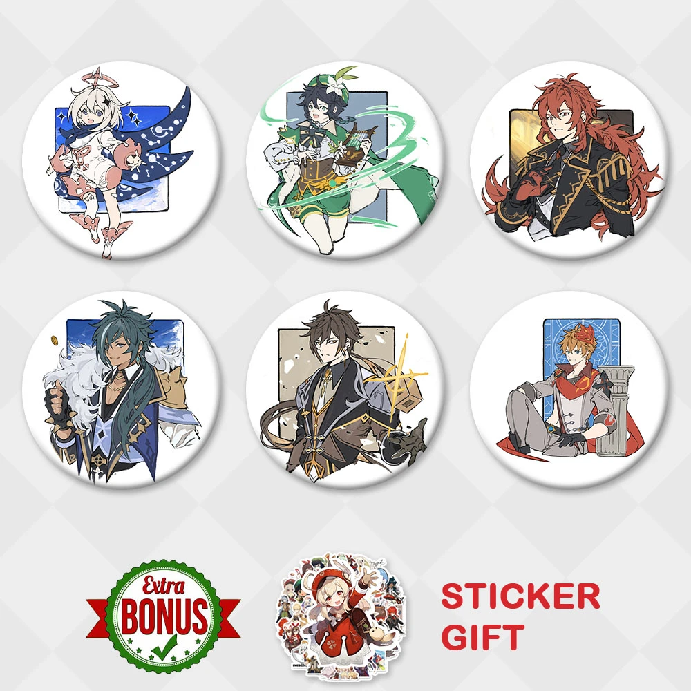 ミニ漫画 バッジ イラスト 壁 Zhongli lia Vti Dixkaeya コスプレ タイビブローチボブローチ 流行の装飾ギフト Aliexpress