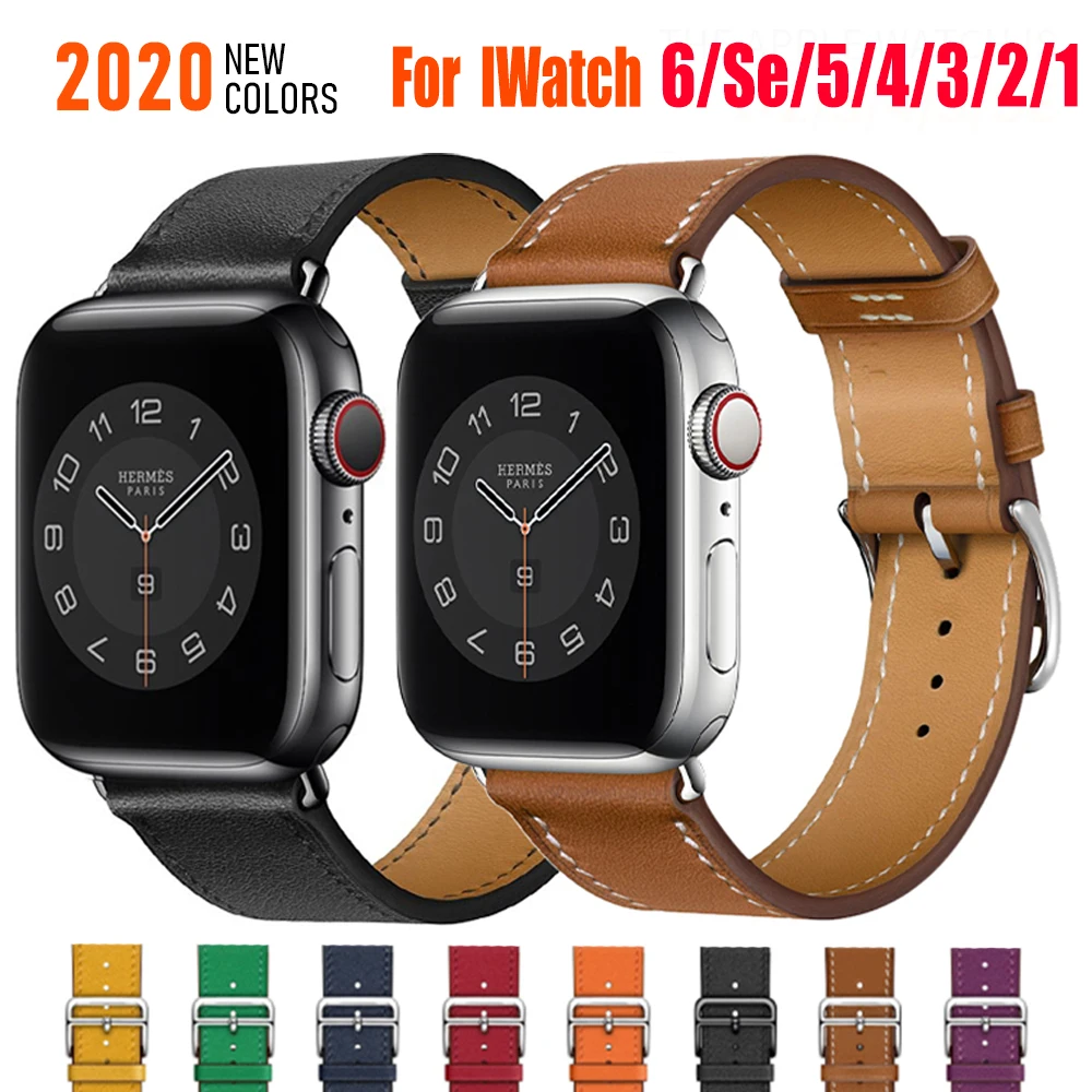 Belt-Band Bracelet 40mm-Strap Iwatch Business Apple 44MM Real-Leather Loop 42MM for 6-se/5/4