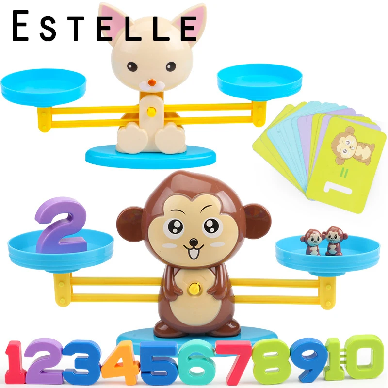 

Math Match Game Board Toys Monkey Dog Match Balancing Scale Number Balance Game Kids Educational Toy To Learn Add And Subtract