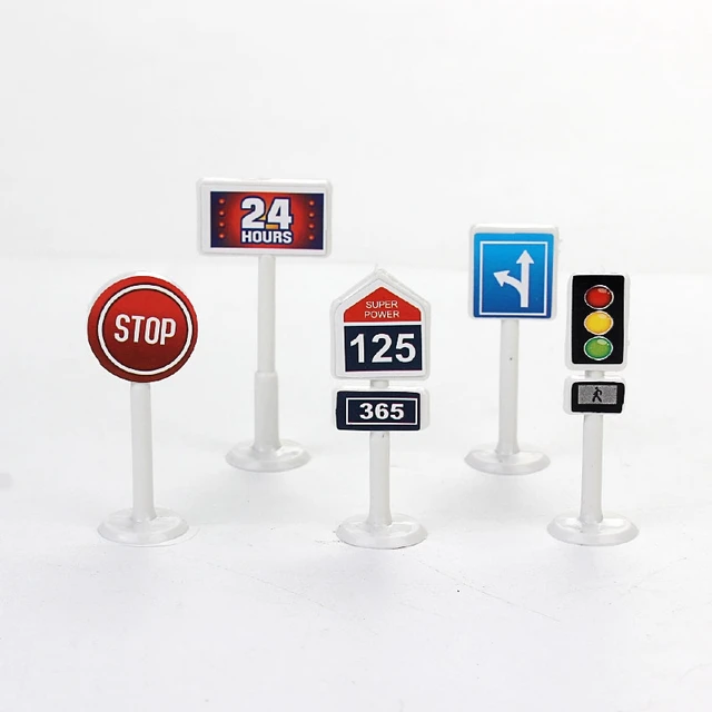 Traffic Light Toy Mini Traffic Signal Light Model Toy Child Educational Toy with 19 Pcs Road Sign Failures D5QA 3