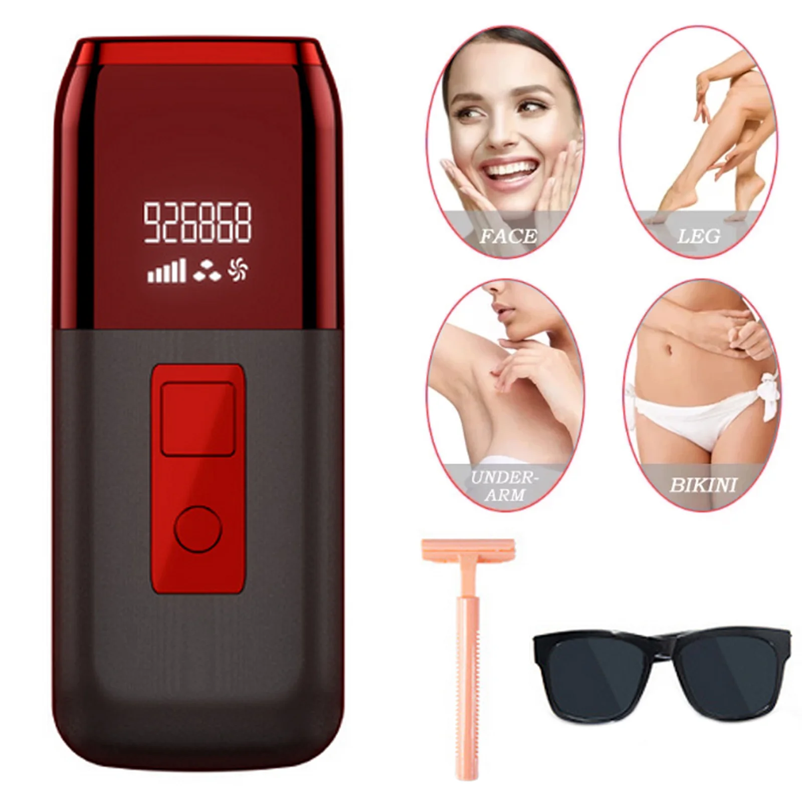 Hair Remover Portable Painless 1000000 Flashes IPL Hair Removal Device Machine with Shaver Goggles Whole Body Home Use EU Plug