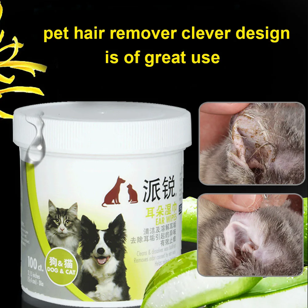 

100Pcs Disposable Otic Non-irritating Non-woven Fabric Pet Hygiene Gentle Cleaner Ear Wipes Deodorize Stop Itching Dog Cat