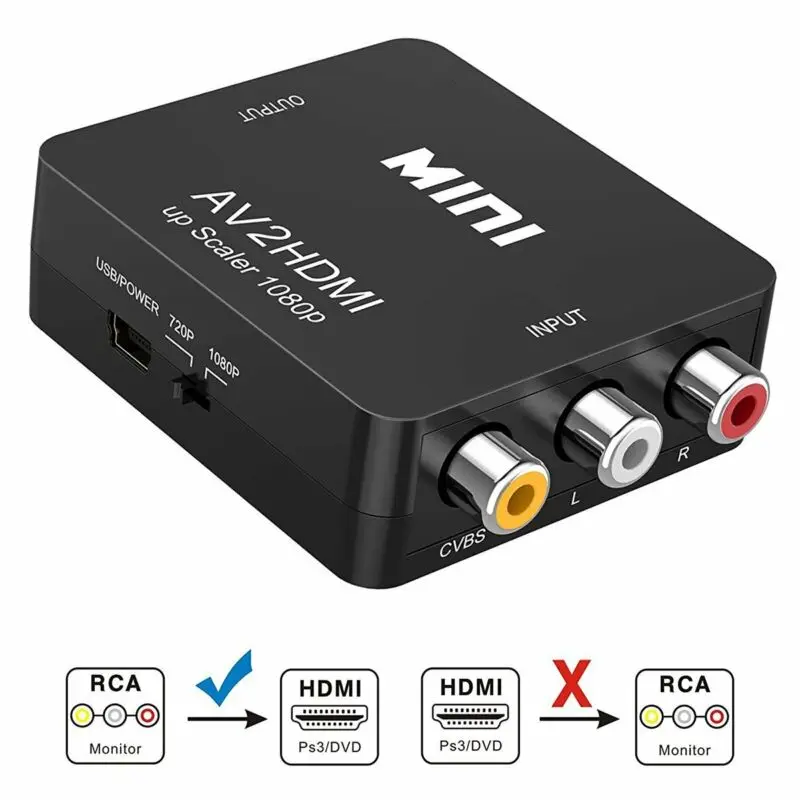 Мини AV/RCA/CVBS на hdmi-контроллер 1080P конвертер AV2HDMI видео адаптер для HD ТВ PS3 PS4 PC DVD Xbox Projecto