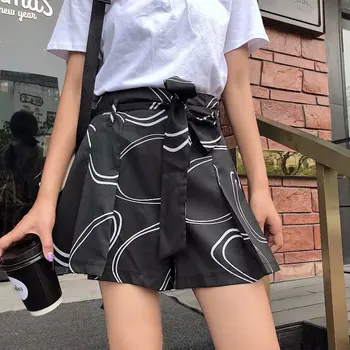 

2020 Summer Short Pants Contrast Binding Gray Side Split Elastic Waist Patchwork Casual Beach Black