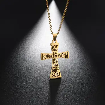 

My Shape Christian Cross Necklace Women Stainless Steel Long Chain Religious Gold Color Choker Jewelry Amulet Pendant Gift