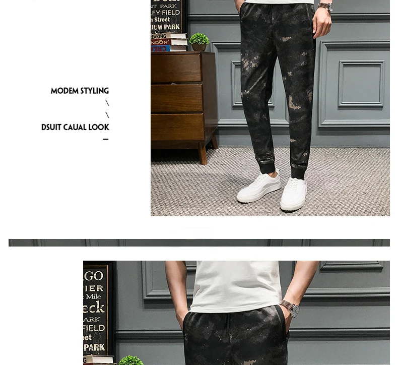 Бренд Slim Fit Камуфляжный принт повседневные брюки мужские, длиной до щиколотки соцовские мужские джоггеры брюки мужские модные дизайнерские мужские брюки