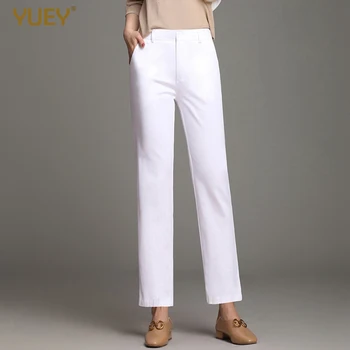 

YUEY 2020 New Solid Color Women Cotton Cropped Pants For Spring Autumn Slim Casual Capris Pencil Pants Plus Size S 6XL