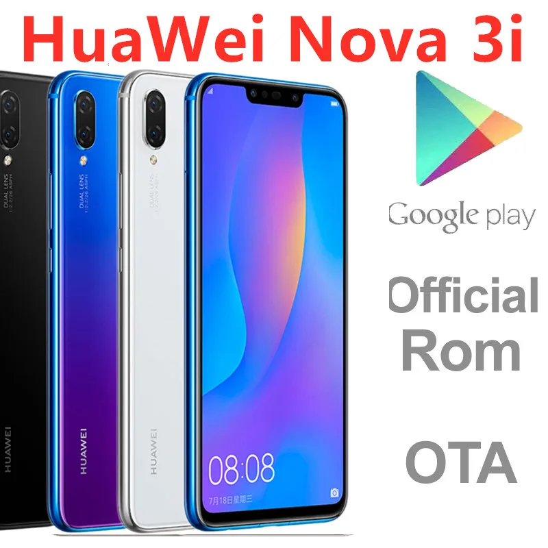 Сотовый телефон HuaWei NOVA 3i 4G LTE 4 камеры 24 МП 6 ГБ ОЗУ 128 Гб ПЗУ сканер отпечатка пальца