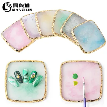 

Cross-Border Nail Art Square Color Palette Resin Agate Slices Nail Art Painting Color Mixing Nail Tip Exhibition Board Tool