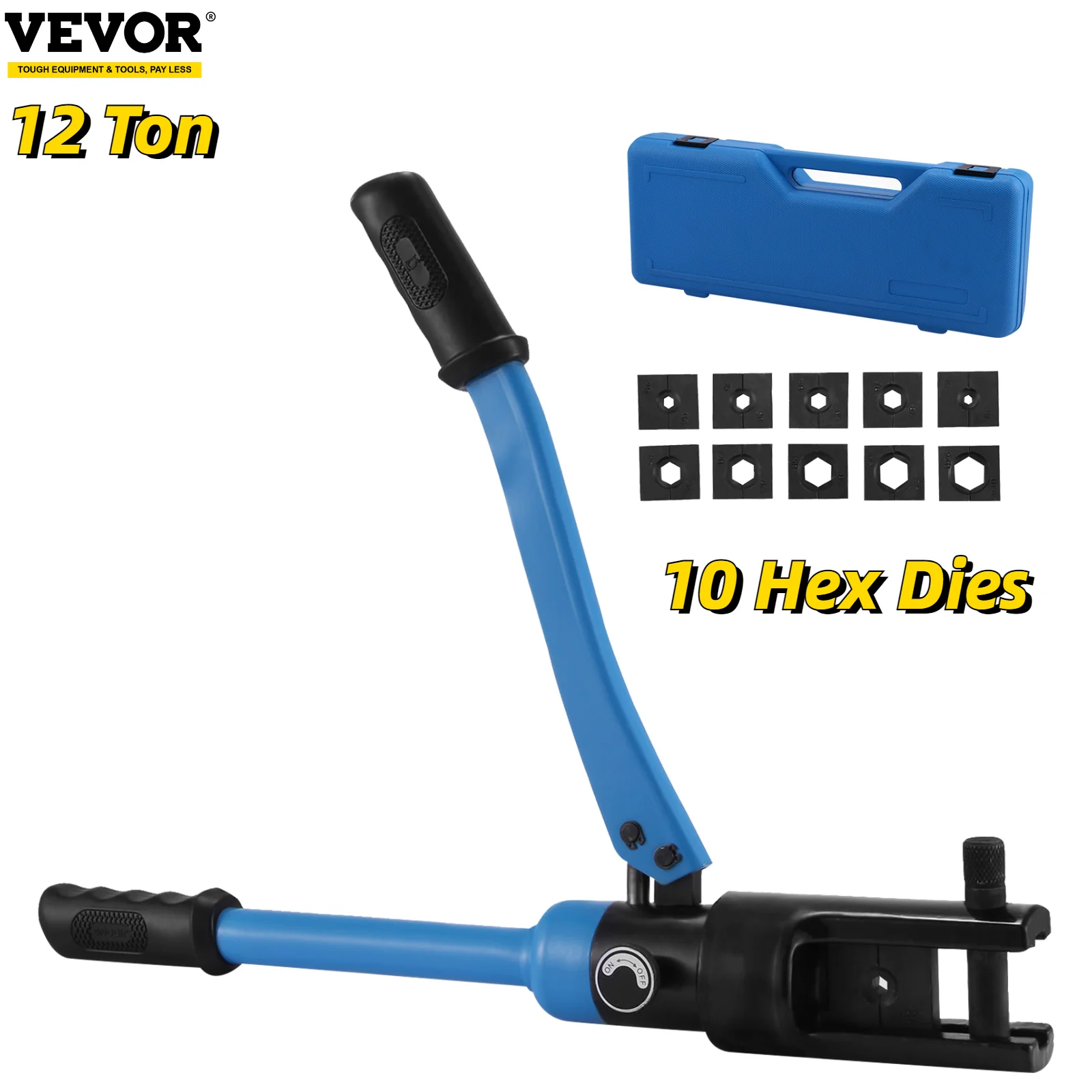VEVOR Hydraulic Compression Tool Crimping Plier with 10 Dies 16 240mm²