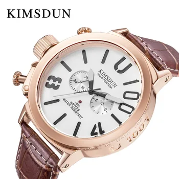 

Luxury Casual Automatic Mechanical Watch KIMSDUN Fashion Brand Big Watch Men Leather Strap Military Male Clock Relogio Masculino