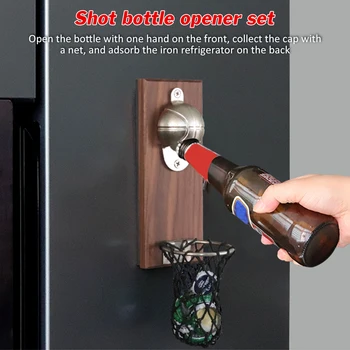 

Magnetic Bottle Opener Wall Mounted Creative Basketball Shaped Alloy Beer Opener Kitchen Gadgets Gift For Refrigerator Home Bar