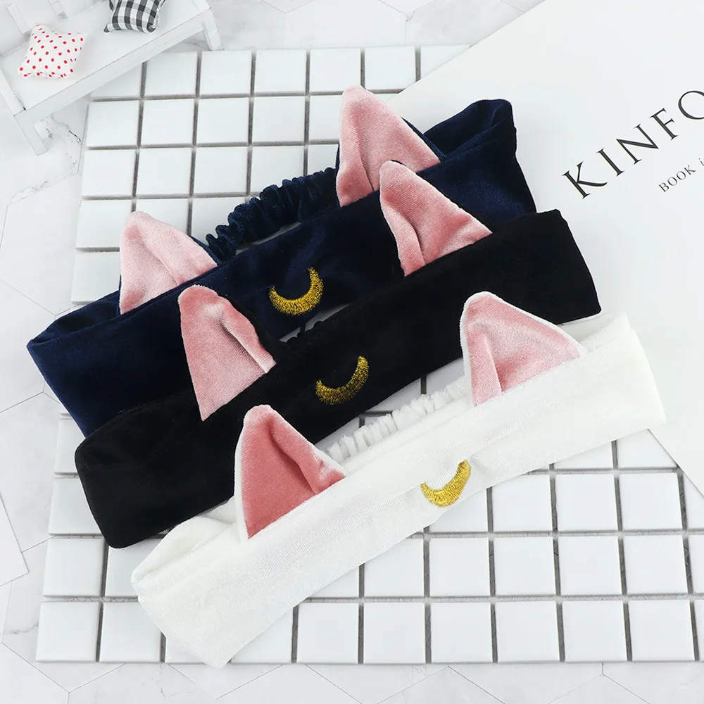 

Sailor Moon Luna Cat Ears HairBand for girls Headband Anime Cosplay Cute Face Washing Makeup Tool For Women Lolita Headwear