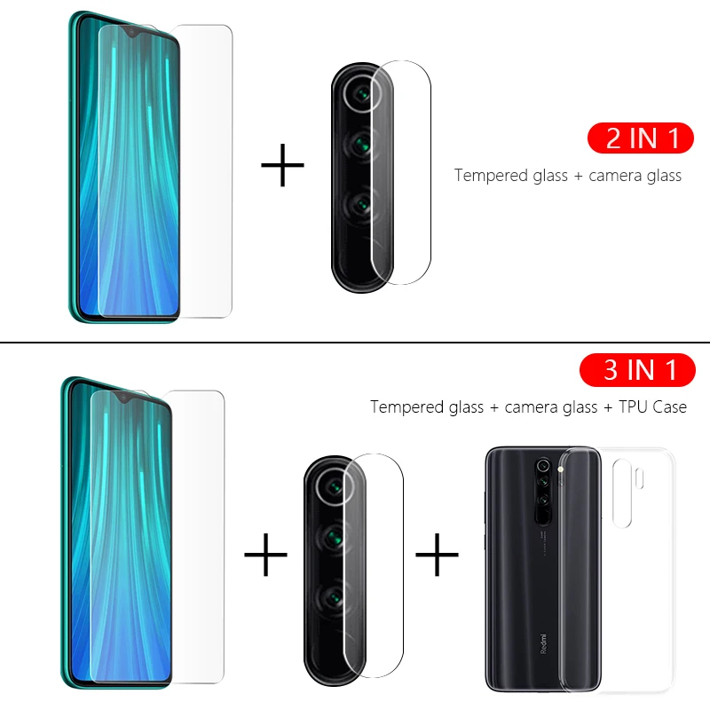 3 в 1 чехол и закаленное стекло для Redmi Note 7 8 pro Защитная пленка экрана Xiaomi 7pro 8pro