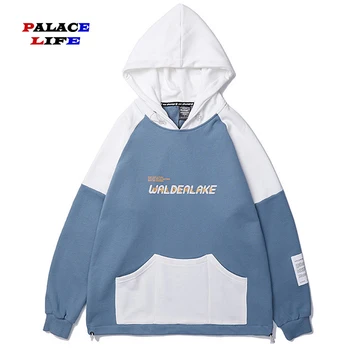 

Harajuku Men Hip Hop Two-color stitching for men and women lovers Hoodie Streetwear Casual hoodie men Pullover Sweatshirt Cotton