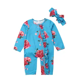 

Emmababy 2Pcs Newborn Baby Girl Clothes Long Sleeve Floral Romper Jumpsuit Autumn Outfit
