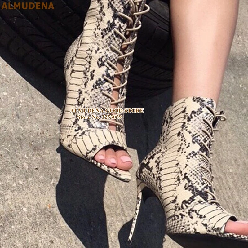 beige snakeskin boots