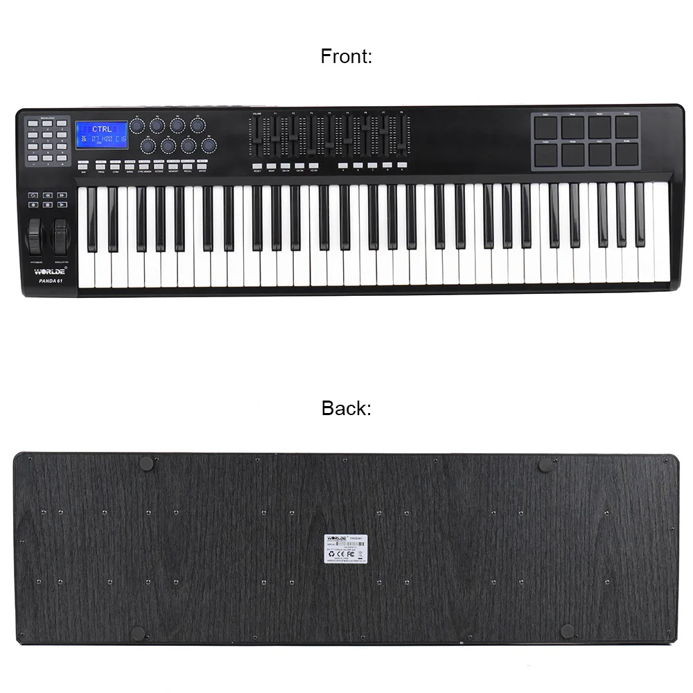 Высокое качество 61 ключ USB MIDI контроллер клавиатуры 8 барабанные тормозные