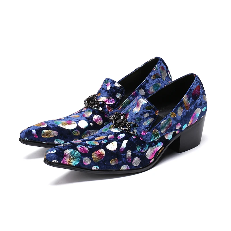 

Men slip-on Color pattern loafers Italian Designer formal Dress Pointed Toe Party falt shoes business work Oxfords