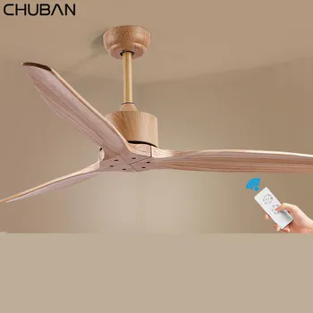 

42/52/60Inch Retro Loft Wooden Ceiling Fan Without Light Creative Bedroom Dining Room Modern Ceiling Fans with Remote Control DC