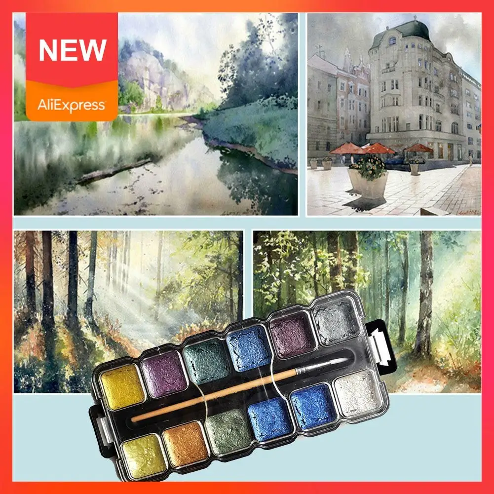 Набор из 12 блестящих красок пигментный пигмент цвета золотой воды для художника
